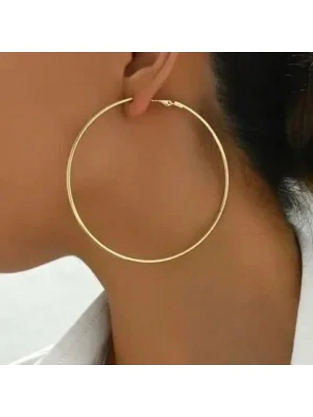 Gold Tone Large Hoop Earrings Statement Hoops
